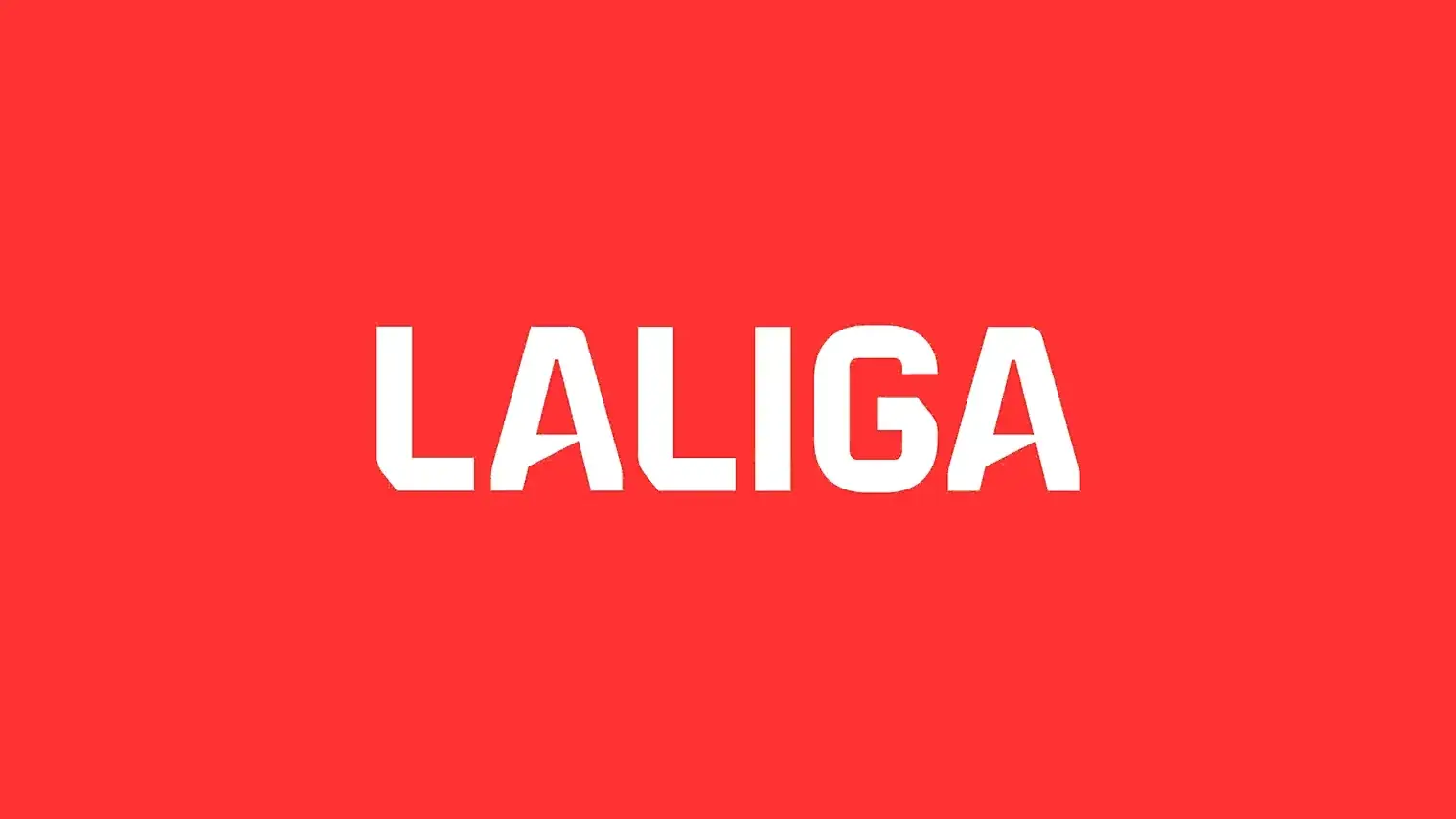 Het woordmerk LALIGA in wit op een felrode achtergrond