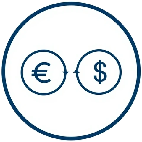 Wisselkoersenpictogram: euro en dollar die van plek wisselen